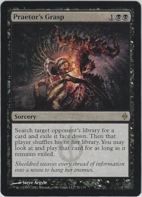 Magic The Gathering MTG - 1x PRAETOR'S GRASP - New Phyrexia Black Rare NM - Image 1 of 2