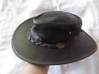 Mens Brown Leather Foldeable Bronco Hat Sz Sm Barmah Waterproof Western Buffalo