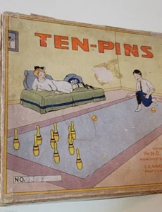 ANTIQUE TEN PINS BOWLING GAME BY C.E. BRADLEY CO. - Picture 1 of 5