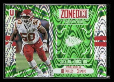 2017 Panini Unparalleled #ZI-12 Justin Houston Zoned In Lime Green #/199 - Image 1 of 2