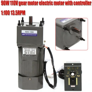 90W,110V AC Gear Motor Electric Variable Speed Controller Torque 1:100 0-13.5RPM - Picture 1 of 12