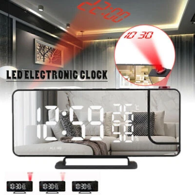 LED Funk Radiowecker mit Projektion Digital Dimmbar Tischuhr Alarm USB FM Neu - Bild 1 von 4