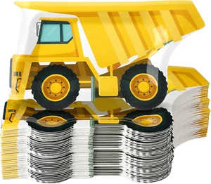 50 Pcs Construction Truck Paper Plates Disposable Construction Theme Birthday Pa - Picture 1 of 6