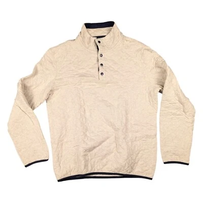 Suéter Acolchado Henley Botón Pullover Azul Crema Merona Para Hombre Talla Mediana Foto 1 de 4