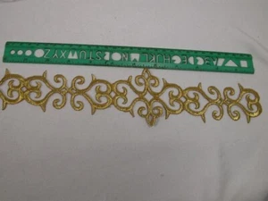 Gold Scroll Rectangle Costume Iron On Embroidered Applique 11" Continuous Cut - Picture 1 of 1