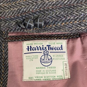 Vintage Harris Tweed Sport Coat Mens 40S Blue Stripe Herringbone Wool Blazer - Picture 1 of 16