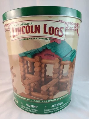 Lincoln Logs 100th Anniversary Tin Building Set #00854 - Complete - Image 1 of 4