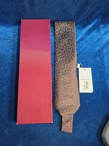 Corbata para hombre Giorgio Armani marrón oscuro abanico diseño blanco/marrón 100 % seda  - Imagen 1 de 7