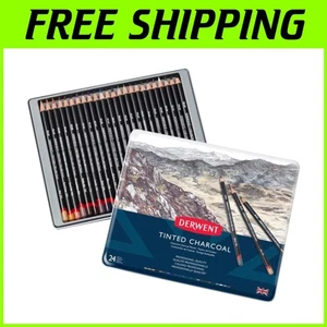 Soft Touch Tinted Charcoal Pencil Set - 24 Colors for Creative Expression - Picture 1 of 11