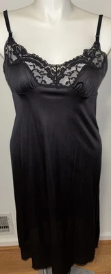 Sexy Vestido Vassarette Negro Nylon Encaje Ribete Completo Sin Mangas 40 De Colección Belleza Foto 1 de 4