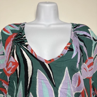 ANNE COLE Women's M/L Zesty Tropical V Neck Flounce Tunic Swimsuit Cover Up NWT - Image 1 of 4
