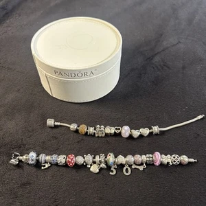 2 Pandora Bracelets With 32 Charms With Box - Picture 1 of 18
