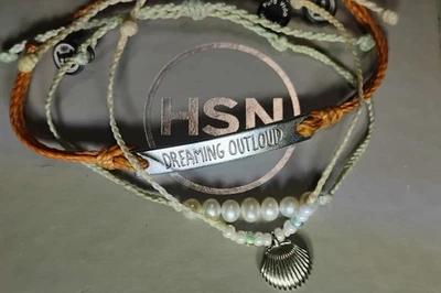 Lot Of 3 Pura Vida Inspirational Faux Pearl Sea Shell Beach Themed Bracelets... - Image 1 of 4