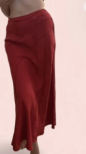 Vintage Per Una Red Panelled Midi Skirt Size 12R Length 37” - Picture 1 of 10