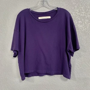 Raquel Allegra Tee Top Womens L 3 Boxy Crop Short Sleeve Crew Oversized - Picture 1 of 15