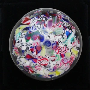 Vintage Vibrant Color Scrambled Ribbon Hand Blown Glass Paperweight - Picture 1 of 11