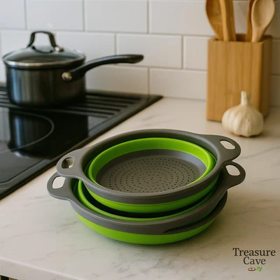 Juego de 3 coladores de cocina plegables redondos plegables de silicona Foto 1 de 4