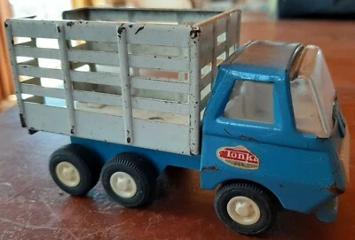 Camión de volteo vintage Tonka de metal azul y blanco de 5" x 3" Foto 1 de 4