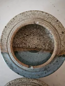 2er Set Vintage Keramik Aschenbecher Handgeworfen MCM Handgeworfen Rund mit Leiste - Bild 1 von 11
