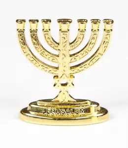 Mini 7 Zweig Tempel Menora messianisches Heiligland 12 Stämme Jerusalem Judaika Geschenk - Bild 1 von 6