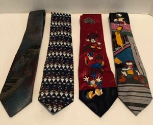 Mickey Mouse Donald Goofy Disney Mens Ties Lot Of 4 Novelty Cartoon - Picture 1 of 8