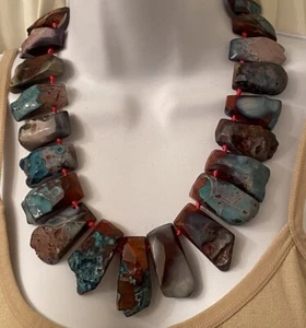 Lucas Lameth LUC CN Signed Sterling Silver Agate Large Bib Statement Necklace - Picture 1 of 22