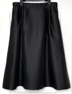🖤 ALEX EVENINGS Black Pleated Satin Twill Slant Pockets Midi Dressy Skirt 16 - Picture 1 of 5
