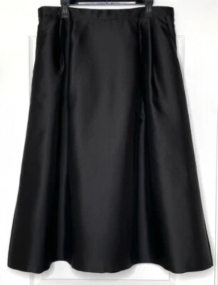 ALEX EVENINGS Black Pleated Satin Twill Slant Pockets Midi Dressy Skirt 16 = XL - Image 1 of 4