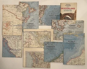 Vintage Lot of 10 1950’s-1960’s National Geographic Maps - Bild 1 von 11