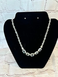 Vintage facettierte Art Deco Stil klare Perlenkette - Bild 1 von 10