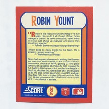 Robin Yount 1990 Score #38 MVPs Magic Motion 3D Hologram MLB Baseball Card