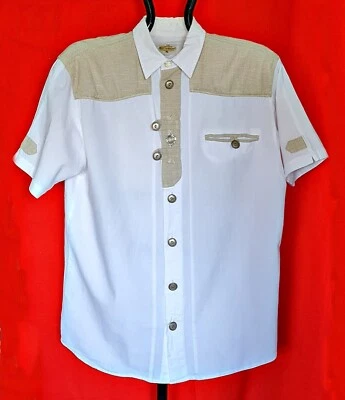 VINTAGE AUTHENTIC WOLPER DINGER TYROL OKTOBERFEST DIRNDL MEN SHIRT US16 EU41 - Immagine 1 di 4