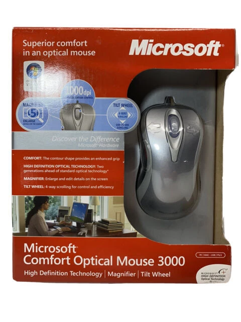 Microsoft Comfort Optical Mouse 3000 Wired Mouse - D1T-00002 - Image 1 of 1