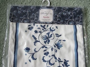 NIP NEW BLUE WHITE PORTOFINO BY SPODE 72" TABLE RUNNER FLORAL LEAVES STRIPES - Picture 1 of 8