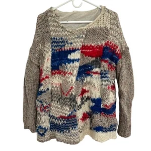 Free People cardigan donna oversize lana grossa maglia maglione medio boho - Foto 1 di 9