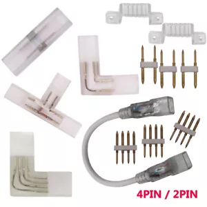 220V LED Strip Connector 3528 5050 4pin RGB Straight Corner Cross L X T Adapter - Picture 1 of 30