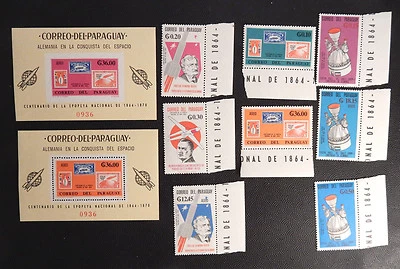 RARE Matching #'s Paraguay Sc# 950a & Mi 83-84 Perf Imperf MNH & Mi 1559-66 MNH - Image 1 of 4