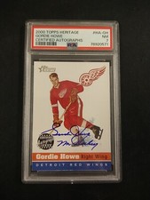 2000 Topps Heritage Gordie Howe Certified Auto DETROIT RED WINGS PSA 7 NM GG