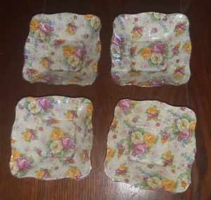porcellana Royal Albert Bone China England Rose Coppette 4 Pezzi Cm 12 Bordo Oro - Foto 1 di 6