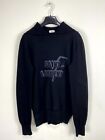 Saint Laurent Lightning Bolt Logo Men Knit Black Hoodie Sweatshirt Size L