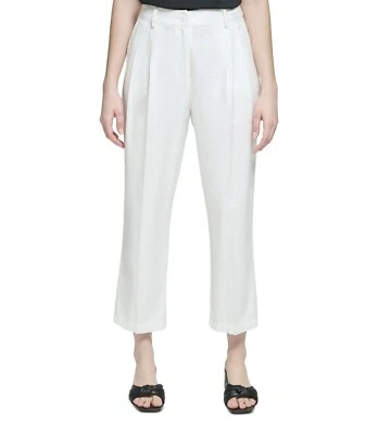 Calvin Klein Women's High Rise Pleated Straight Leg Pants White Size 10 - Image 1 of 2