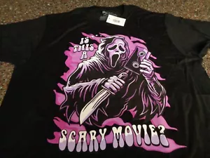 Scream Ghost Face "Is This A Scary Movie?" T-Shirt Adult Large SS Black NWT - Picture 1 of 5