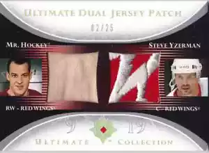 2005-06 Ultimate Collection GORDIE HOWE MR HOCKEY STEVE YZERMAN Doppia Patch 25 - Foto 1 di 2