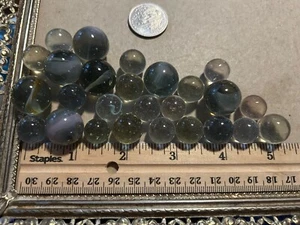 Vintage Marbles 25 White Gray And Clear Cat Eyes Lot 480 - Picture 1 of 10