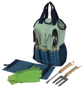 NUOVO 8 Pezzi Grande Set Attrezzi da Giardino in Acciaio Inox Kit Attrezzi da Giardino con Borsa - Foto 1 di 6
