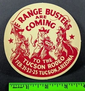 Vintage The Range Busters Tucson Rodeo Cowboys Arizona Travel Label - Picture 1 of 2