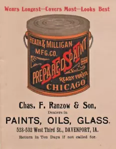 1900s AD Cover Heath & Milligan Co. Paint Chicago for Ranzow & Sons Davenport IA - Picture 1 of 3
