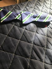 Men’s Designer Bowtie ~ BEN SILVER ~ Silk ~ Adjustable Blue Green Silver Striped