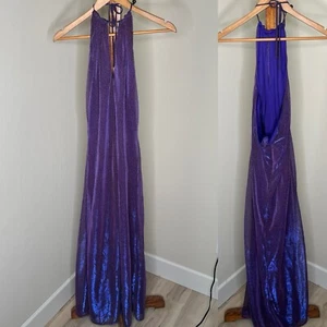 Jessica McClintock Gunne Saxe Millenium 2000 Gown Halter Dress Iridescent Y2K 9 - Picture 1 of 8