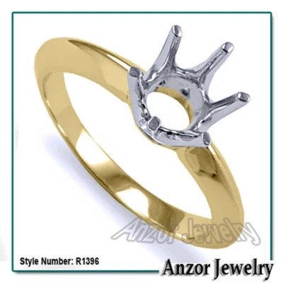 Handcrafted 14k Gold Engagement Ring Setting Semi Mount  #R1396 Sizes 4 to 9.5 - Image 1 of 4